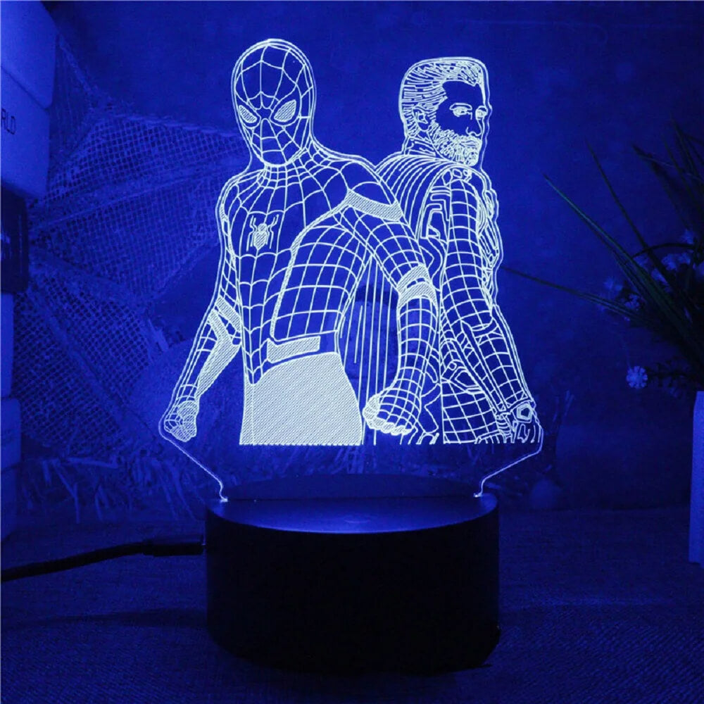 3D Superhjälte LED Nattlampa med Fjärrkontroll | 16 Färger & Touch – USB & Batteridriven Akryllampa för Barn & Gamingrum