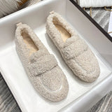Luxe damesmocassins van pluche lamswol - antislip rubberen zool en ultiem comfort