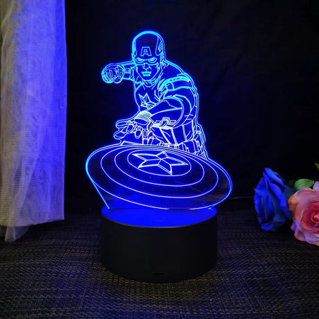 3D Superhjälte LED Nattlampa med Fjärrkontroll | 16 Färger & Touch – USB & Batteridriven Akryllampa för Barn & Gamingrum