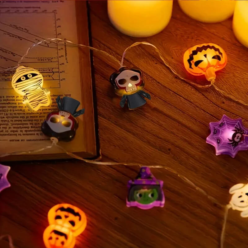 Halloween LED String met pompoenen, spoken en spinnenwebben - Decoratieve String Lights voor binnen en buiten 2024