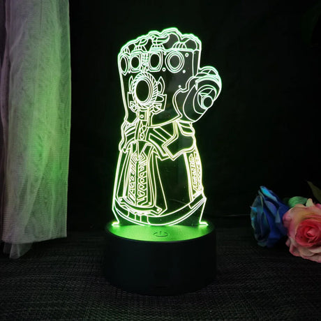 3D Superhjälte LED Nattlampa med Fjärrkontroll | 16 Färger & Touch – USB & Batteridriven Akryllampa för Barn & Gamingrum