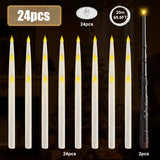 Drijvende LED Kaars met Toverstok Afstandsbediening | Vlamloze Hangende Decoratieve Kaarsen voor Kerstmis, Halloween & Bruiloft