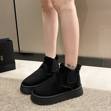 Antislip, warme gevoerde enkellaarsjes voor de winter, comfortabel en plat
