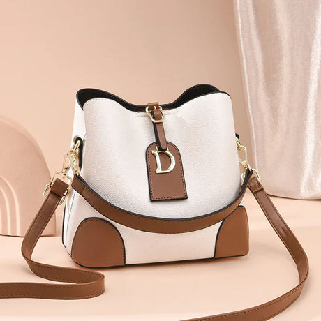 Modeva - Designer Geïnspireerd Vintage Leren Handtas met Emmer en Schouderriem