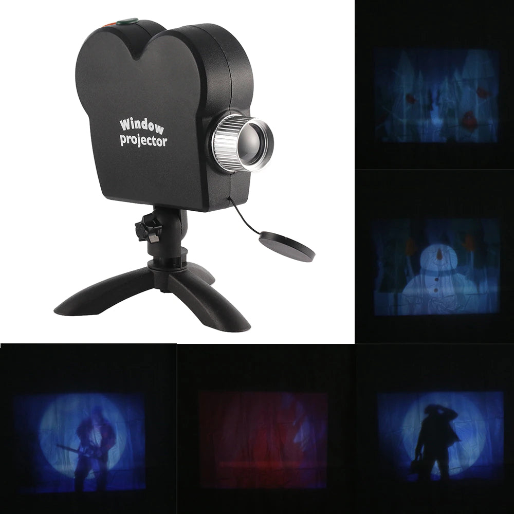 Kerstmis & Halloween holografische projector - 12 spookachtige projecties, LED podiumeffecten voor feesten, eenvoudige installatie, perfecte decoratie