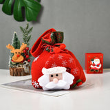 4x Gebreide kerstcadeauzakjes, 3D poppetjes, Kerstman, Sneeuwpop, Eland, IJsbeer