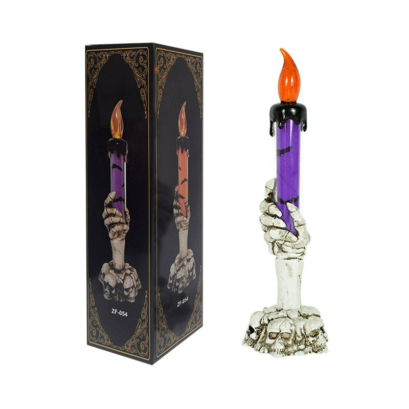LED Kaarsenhouder met Skelethand - Enge Halloween Decoratie, Rookvrije Kaarsen voor Feest en Huis