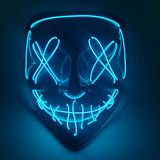 LED Horror Masker voor Halloween & Maskerade | Purge-geïnspireerd knipperend masker met 3 lichtstanden - Verstelbaar & Veilig EL-draad Ontwerp