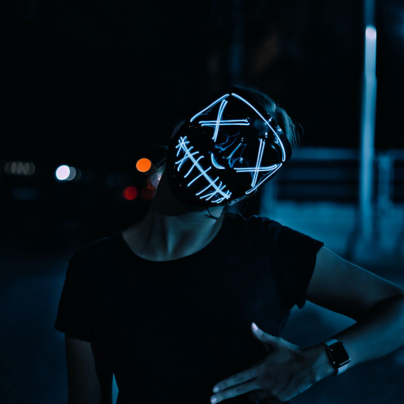 LED Horror Masker voor Halloween & Maskerade | Purge-geïnspireerd knipperend masker met 3 lichtstanden - Verstelbaar & Veilig EL-draad Ontwerp
